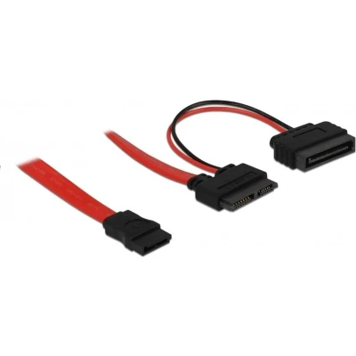 Afbeelding van Slim SATA (v) data + voeding (m) kabel / SATA600 6 Gbit/s 0,30 meter