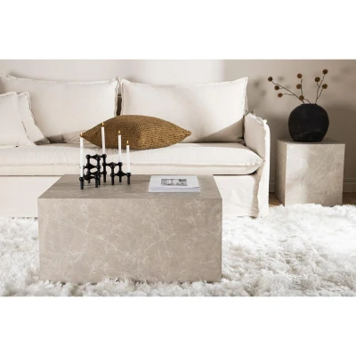 Afbeelding van Clara salontafel marmerlook 80 x 60 cm beige