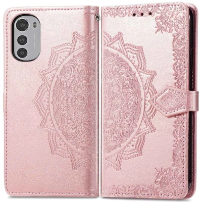 Afbeelding van iMoshion Hoesje Geschikt voor Motorola Moto E32s / E32 Met Pasjeshouder Mandala Bookcase Rosé Goud
