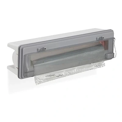 Afbeelding van Relaxdays foliehouder muur foliesnijder lade foliedispenser aluminiumfolie houder
