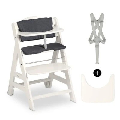 Afbeelding van Hauck Beta+ kinderstoelset FSC® gecertificeerd Hout inclusief wielen en houten tafel White