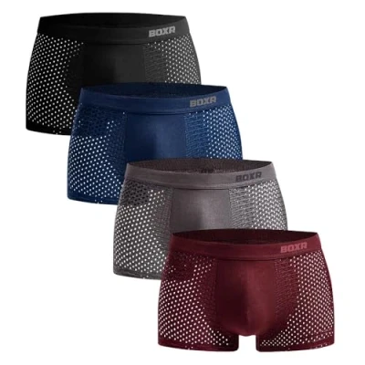 Afbeelding van BOXR Underwear Boxershorts van bamboe, set 4 stuks, zacht als zijde, ademend en milieuvriendelijk Comfortabel (S 3XL)., Meerkleurig