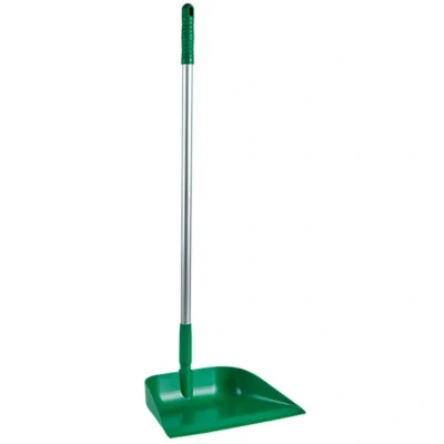 Afbeelding van Vikan Stofblikken met Lange Steel Hygiene Stofblik Rechtopstaande Aluminium 75cm Groen haaks 330mm