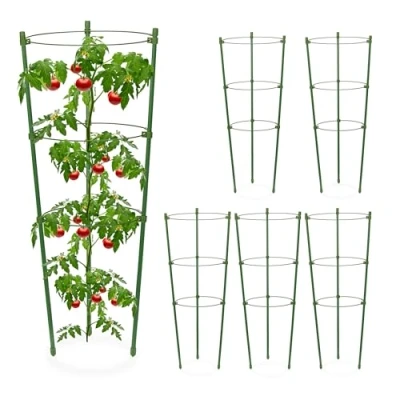 Afbeelding van Relaxdays tomatensteun set van 6 klimhulp voor planten 45x18 cm rankhulp rond
