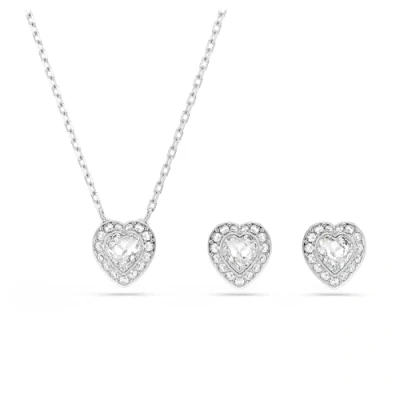 Afbeelding van Swarovski Ariana Grande x set, verschillende maten, hart, wit, gerhodineerd metaal, Messing, Kristal