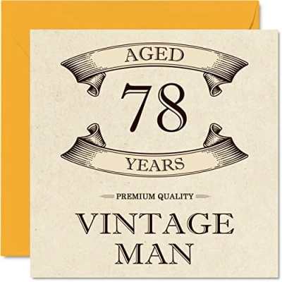 Afbeelding van Vintage verjaardagskaarten voor mannen, 78 jaar, grappige verjaardagskaart opa, vader, echtgenoot, oom, broer, 145 mm x mm, wenskaart jaar