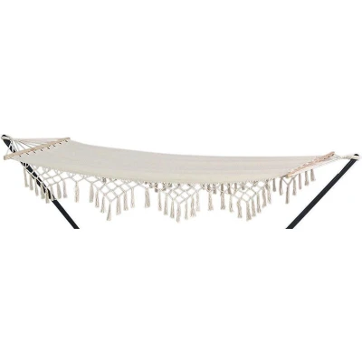 Afbeelding van Hangmat Macrame beige, lengte 200 cm, breedte 80 cm