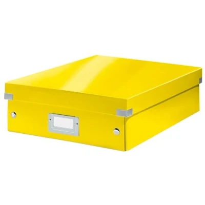 Afbeelding van Leitz Wow Click &amp; Store Middelgrote Opbergdoos 85% Gerecycled Karton Ruimtebesparende Sorteerdoos met Vakjes 28.1 x 10 37 Cm (BxHxD) Geel