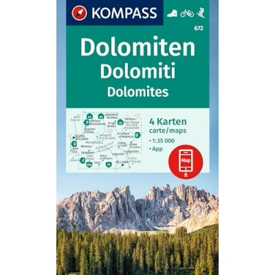 Afbeelding van KOMPASS Wanderkarten Set 672 Dolomiten, Dolomiti, Dolomites (4 Karten) 1:35.000