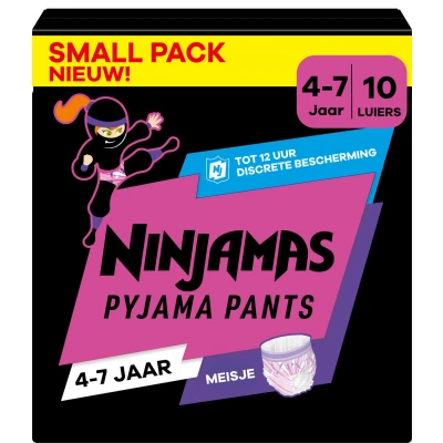Afbeelding van Pampers Ninjamas Pyjama Pants Nacht Meisje 4/7 jaar Small Pack 10 luierbroekjes