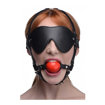 Afbeelding van Kinky Verstelbaar Harnas Met Blinddoek En Ballgag