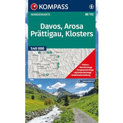 Afbeelding van KOMPASS Wanderkarte 113 Davos, Arosa, Prättigau, Klosters 1:40.000