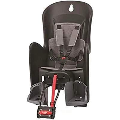 Image de Porte bebe siege enfant arriere polisport inclinable a fixer sur cadre bilby rs noir coussin gris (9 22kgs) homologue en 14344
