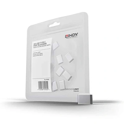 Afbeelding van LINDY USB C poortsleutel Set van 10 stuks Wit Zonder sleutel