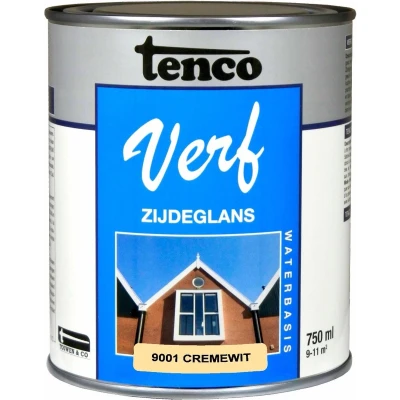 Afbeelding van TencoVerf Waterbasis Dekkend Zijdeglans Cremewit RAL 9001 0,75L