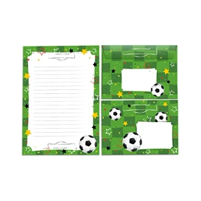 Afbeelding van Briefpapier met envelop voor kinderen, voetbalmotief, A5 blok 25 vellen + 15 enveloppen