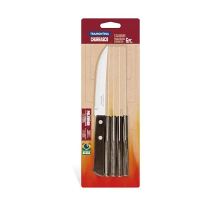 Afbeelding van Tramontina Churrasco steakmessenset 6 delig bruin Hout RVS