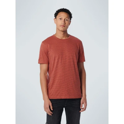 Afbeelding van No Excess T Shirt Streep Melange Rood maat M Heren met Regular fit Pasvorm Polyester Suitable Herenkleding