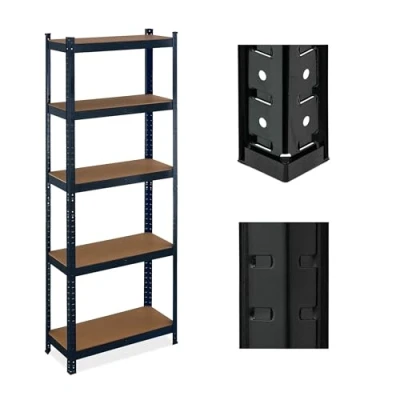 Afbeelding van Relaxdays Rek voor zware lasten, 5 niveaus, 180 x 70 30 cm (h b d), draagvermogen 500 kg, van staal, opbergrek kelder en garage, zwart