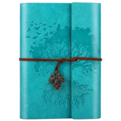 Afbeelding van Notitieboek vintage leer met lege pagina&#039;s, navulbaar, reisdagboek voor vrouwen en meisjes, cadeau A5, 23,9 x 16,5 cm, blauw