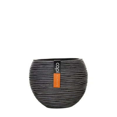 Afbeelding van Vaas bol III Rib 17x14 zwart Capi Europe
