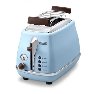 Image de Grille Pain Icona Vintage Delonghi Ctov 2103.Az 2 Fentes 6 Positions Bleu Et Marron