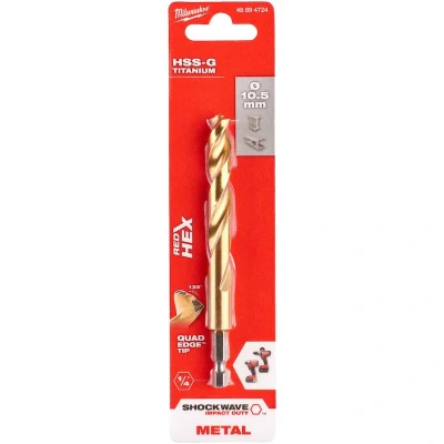 Afbeelding van MILWAUKEE 48894724 SHOCKWAVE HSS TiN metaal boor 10,5mm