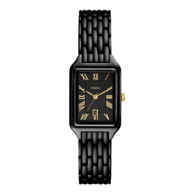 Afbeelding van Fossil Raquel Dameshorloge, drie wijzers kwartsuurwerk met roestvrijstalen armband, Rokerige zwart, Armband