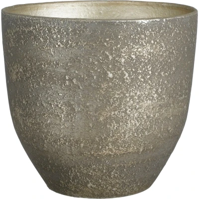 Afbeelding van Mica Decorations Plantenpot zwart en goud terracotta 29x26cm