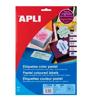 Afbeelding van APLI PAPER Permanente kleeflaag poederblauw 70 x 34 mm 480 etiket(ten) (20 vel(len) 24) etiketten