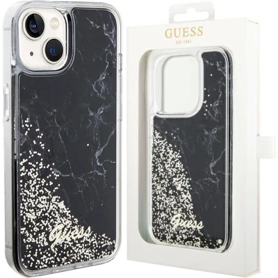 Afbeelding van Guess GUHCP14SLCSGSGK hoesje voor iPhone 14 zwart Liquid Glitter Marble