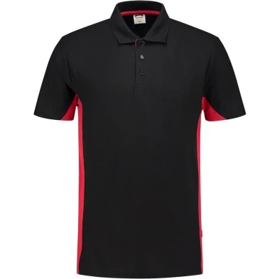 Afbeelding van Tricorp Poloshirt Bicolor 202004 Zwart/Rood Maat XS