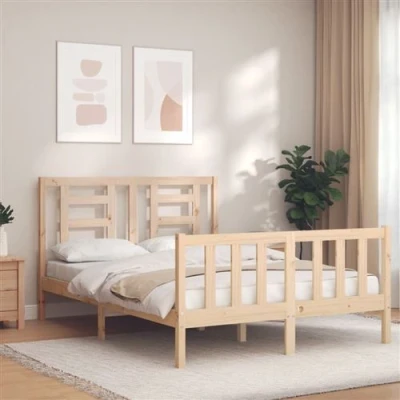 Image de vidaXL Cadre de lit avec tête 140x190 cm bois massif