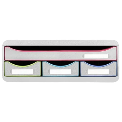 Afbeelding van Exacompta 319913D TOOLBOX MINI corpus met 4 laden buitenafmetingen: diepte 27 x breedte 35,5 hoogte 13,5 cm wit/arlequine/wit