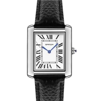 Afbeelding van Geduo Luxe HerenHorloge Polshorloge Heren Cadeau Horloge Geschenkdoos Mannen Zilver en Wit Zwarte Lederen Band