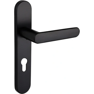 Afbeelding van Lavuzo deurkruk Novara Zwart met afgerond schild PC72 Per set