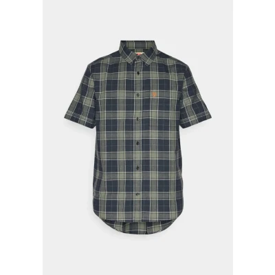 Afbeelding van Fjällräven Övik Travel Shirt SS M Dark navy patina green Outdoor Kleding Fleeces en Truien Overhemd korte mouw