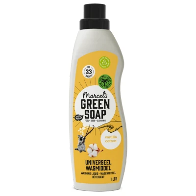 Afbeelding van 2+2 gratis2+2 gratis: Marcel&#039;s Green Soap Wasmiddel Katoen &amp; Vanille 23 Wasbeurten 1 liter