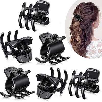 Afbeelding van 12 stuks haarspelden, middelgroot, haarclips, 3,5 cm, haarklem, klauwclip voor vrouwen, meisjes, dik of middelgroot haar (zwart)