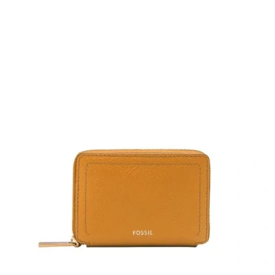 Afbeelding van FOSSIL Kaarthoes Logan Zip Around Card Case RFID Ochre Mosterdgeel