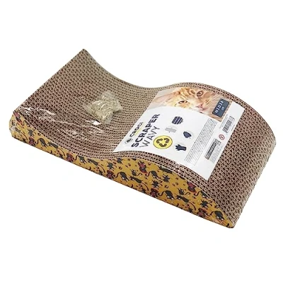Afbeelding van Croci krabmeubel Wavy met catnip geel/zwart kat