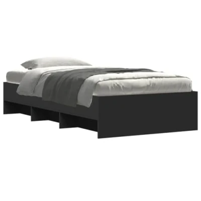 Afbeelding van vidaXL Bedframe bewerkt hout zwart 75x190 cm