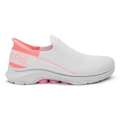Afbeelding van Skechers GO WALK 7 Mia MIAFemme, Fluorestroze bekleding van wit textiel