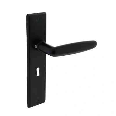 Afbeelding van Intersteel Deurkruk Sophie met schild 181x41x7mm sleutelgat 56mm mat zwart