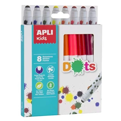 Afbeelding van Apli Kids viltstift Dots, blister met 8 stuks
