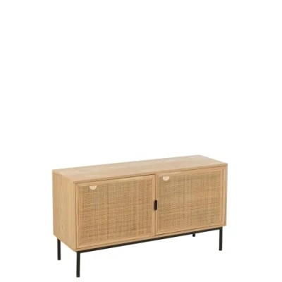 Afbeelding van J Line Kast Vierkant Mdf/Metaal Naturel/Zwart Large