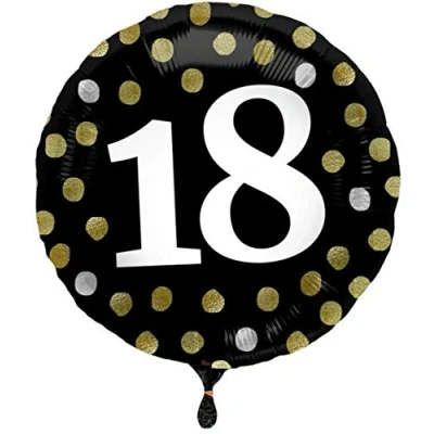 Afbeelding van Folat Folieballon Glossy Black 18 jaar 45 cm