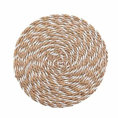 Afbeelding van Douceur d&#039;Intérieur Placemat (diameter 38 cm) Nala wit, riet en polypropyleen