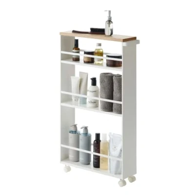 Image de Yamazaki Desserte de cuisine en métal et bois Tower blanc