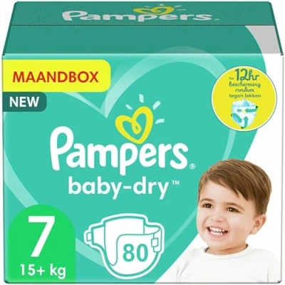Afbeelding van Pampers Baby Dry Maat 7 (15kg+) 80 Luiers